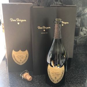 Empty Bottle and Box of Dom Perignon 2006.